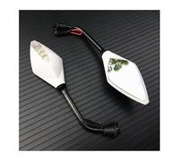 Motorcycle Wing Mirror For Suzuki Scooter Universial 10mm Motorcycle LED Turn Signals Mirrors Motorbike Rearview Side Rearview(White)