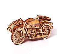 Motorcycle With Sidecar 3D Puzzle - Wooden Model Kit for Adults