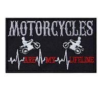 Motorcycles are My Lifeline Biker Patches Sew on Patch - Iron on Patches for Bikers, Bike Racers, Lady Bikers - Popular Applique for Jackets, Jeans, Backpacks, Shirts | 90X55 mm