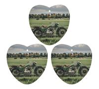 Motorcycles on Green Grass Car Air Freshener, 3 Pcs Love form Hanging Air Freshener Cards, Long Lasting Fragrance Scented Cards for Car, Home, Office Gray-style