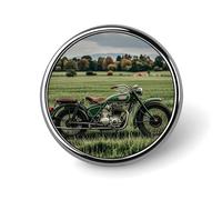 Motorcycles on Green Grass Round Badge Brooch Lightweight Lapel Tie Pins Unique Gifts Metal Brooch Badge For Hat Shirt Clothing Bags Decoration