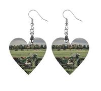 Motorcycles on Green Grass Wooden Earrings for Women, Vintage Elegant Wood Jewelry, Lightweight Earrings for Wedding, Party, Everyday Jewelry Gift, Love, Wood, wood