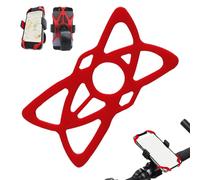 Motorcycles Phone Holder Band - Handlebar Phone Grip, User-friendly Riding Accessories, Multi-Purpose Silicone, Elastic, Phone Holder, Tether, Outdoor Mobile Phone Holder for Bicycles, (Black, Red