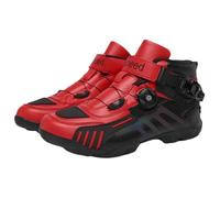 Motorcycles Riding Shoes,Men's and Women's Off Road Motorcycles Boots,Racing Boots,Wear Resistant and Non Slip Patches,Rubber Soles,for Outdoor Riding Off Road Travel Black Red