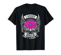 Motorcycling I Kissed A Biker And I Liked It Funny Girl Lip T-Shirt