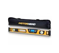 MOTORHEAD 24-Inch 0° - 180° Smart Digital Level, LCD Screen, Audible Alerts, Water, Dust & Shock Resistant, Magnetic Bottom, Includes Bag, High-Visibility, Solid-Milled Aluminum, USA-Based Support