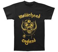Motorhead Men's England Classic Gold T-Shirt in Black | Size: Small Motorhead Black S