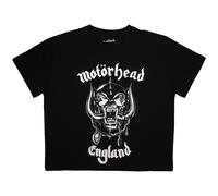 Motorhead Women's England Band Logo Crop Top in Black | Size: Large Motorhead Black L