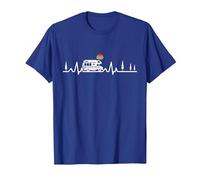 Motorhome Campervan RV Heartbeat Scenic Sunset T-Shirt, Men, Royal Blue, Medium