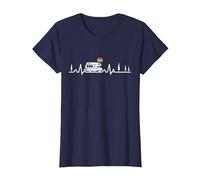 Motorhome Campervan RV Heartbeat Scenic Sunset T-Shirt, Women, Navy Blue, X-Small