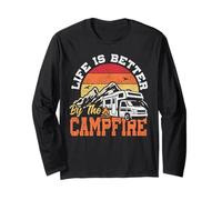 Motorhome Camping Retro Life is Better by The Campfire Long Sleeve T-Shirt