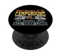 Motorhome Camping Retro What Happens At The Campground Gets PopSockets Adhesive PopGrip