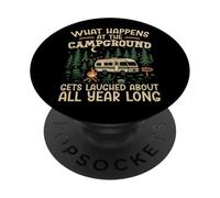 Motorhome Camping Retro What Happens At The Campground Gets PopSockets Adhesive PopGrip