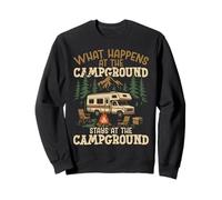 Motorhome Camping Retro What Happens At The Campground Stays Sweatshirt