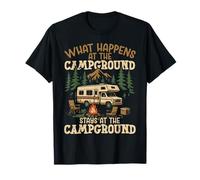 Motorhome Camping Retro What Happens at The Campground Stays T-Shirt