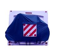 Motorhome/Caravan 2 Bike Cover LARGE (For Rear Vehicle Wall Mounted Bike Racks) (Navy Blue With Clear Pocket & Hazard Board)