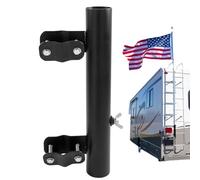 Motorhome Flag Pole Holder - Adjustable Weatherproof Steel Bracket - Motorhome Ladder Flagpole Holder - For Tailgating Camping Patriotic Decoration Boating Balcony Deck Dock Golf Cart Gewer