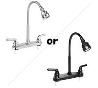 Motorhome Kitchen Sink Faucet Replacement Black or Chrome (2 Colors at Random) with Flexible Arc 360 Degree Rotating Spray Head for Camper, Motorhome
