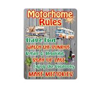 Motorhome Metal Sign Gift - Motorhome Rules - Have Fun Make Memories - Family Cute Fun Holiday Novelty Aluminium Present