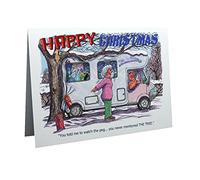 Motorhome Motor home Caravanning Merry Christmas Humour Cartoon A5 Funny Blank Greeting Card by Armand Foster