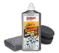 Motorhome Polish Set | Sonax Caravan Polish 500 ml for Paints and Fibreglass + Polishing Pad + Microfibre Cloth | Polish for Smoothing Weathered Surfaces and Refreshing Matte Colours on the Caravan