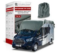 Motorhome Roof Cover - Top Protector with Straps & Storage Bag, Waterproof, UV Proof, Breathable - 150D Polyester PU Coated, Durable & Soft on Paintwork by UK Custom Covers (Size 7.5-8m, Grey)