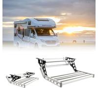 Motorhome Step Ladder, Single Layer RV Step, Folding Manual RV Door Entry Bottom Step, Aluminum Alloy, Easy Pull-Out, Rust And Corrosion Resistant, RV Campervan Motorhome Trailer Silver-nolight