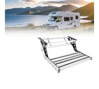 Motorhome Step Ladder, Single Layer RV Step, Folding Manual RV Door Entry Bottom Step, Aluminum Alloy, Easy Pull-Out, Rust And Corrosion Resistant, RV Campervan Motorhome Trailer Silver-withlight