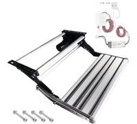 Motorhome Step with Light and Non-Slip Rubber, 150 kg Load Capacity, Manual Operation, 2-Step Design, One-Button Switch