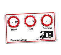 Motorhome Truck Sticker 9.5 x 5.5 cm Film for Labelling Width Height Weight Total Length Self-Adhesive UV-Resistant Cockpit Accessories R155 (Motorhome, Fields Empty)