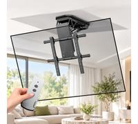motorised ceiling tv bracket, 50-90 Inch, 50kg, 0-85° Flip Down | Space-saving electric ceiling tv mount with 4 memory presets, dual controls and quiet motor, for living rooms, offices, gyms