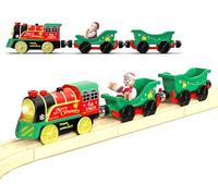 Motorised Train Toy Age 3+ for Wooden Tracks, Magnetic Trains Sets for Kids, Electric Train with Lights, Music & Interactive Figure Compatible with Thomas and Friends, Brio