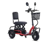 Motorized 3 Wheel Travel Wheelchair for Seniors,Scooter Lightweight,Mobility Scooters for Adults,with Charger and Basket, for The Elderly, Disabled Red