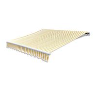 Motorized 400 cm Yellow/White Folding Patio Awning Outdoor Side-Scrolling Canopy for Garden Balcony and Terrace Use