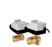 Motorized Ball Valve, Brass Motorized Ball Valve 2 Way 3 Way Electric Actuator with Manual Switch AC220V DN15-DN32(220v-3 Way Tee,DN20)