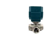 Motorized Ball Valve Stainless Steel 3-Way DN15-25 Full Bore Big 2/3 Wire Electric Actuator AC220V DC24V DC12V(L TYPE-AC220V-CR02,0.5 Inch)