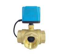 Motorized Ball Valve Three-Way T Type/L Type 2-Wire Power-Off Reset 8 N·m Torque Brass 110V AC/DC Electric(T TYPE-110VAC-OPEN,1 Inch)