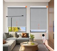 Motorized Blinds with Remote, 100% Blackout Roller Shades, Cordless Smart Blinds for Indoor Windows, Customized Electric Window Shades Compatible with Alexa Google Homekit, White 34W X 72H