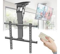 Motorized Ceiling TV Lift with Remote Control, Adjustable Angle for Large Screens, Ideal for Space-Saving Home Entertainment Setup