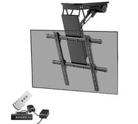 Motorized Ceiling TV Mount, 50-90 Inch Electric Lift with Remote Control & Memory, 0-85° Flip Down, Supports Up to 50KG, Foldable and Tilted Design