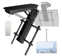 Motorized Ceiling TV Mount, Electric Flat Mount for 32 to 65 Inch Screens, Wireless Remote Control, 0-75° Angle Adjustment, Suitable for Ceiling & Wall Mounting