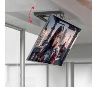 Motorized Ceiling TV Mount - Electric Retractable TV Lift Bracket with Remote Control, Perfect for 50-90 inch TVs, Hidden Foldable Design for Space-Saving Wall Installation