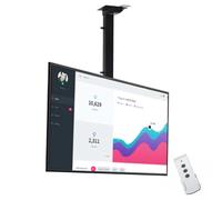 Motorized Ceiling TV Mount for 32-75 Inch TV - Electric Remote Control TV Lift with Memory Positioning, Height Adjustable 73-173cm, 60kg Load Capacity, 360° Swivel (Lift 90-220cm)