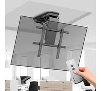 Motorized Ceiling TV Mount - Remote-Controlled Retractable Lift for Large TVs, Hidden Flip-Up Design, Easy Installation