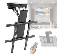 Motorized Ceiling TV Mount with Remote and Switch Control, Adjustable Angle for Large Screens, Ideal for Pitched Roof Installation