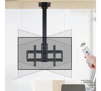 Motorized Ceiling TV Mount with Remote Control, 360° Manual Rotation, Foldable TV Lift, Electric TV Elevation, Compatible with 32-70 Inch TVs