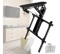 Motorized Ceiling TV Mount with Remote Control, Flip-Down Bracket for Flat Roof, 0-75° Angle Adjustment, Drop-Down Mount for Large Screens