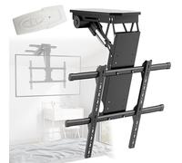 Motorized Ceiling TV Mount with Remote Control for Sloped Ceilings Adjustable Tilt 0-85° Heavy-Duty Design for Secure Installation and Enhanced Viewing Experience