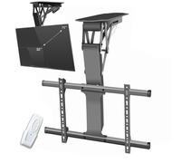 Motorized Drop Down TV Lift with Remote Control, Flexible Viewing Angle and Anti-Tip Design for Secure Ceiling Mounting