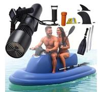 Motorized Inflatable Ride-On Pool Float, Foldable Electric Jet Ski Boat with 500W Underwater Scooter, Dual-Fin Heavy-Duty PVC Boat & Thruster Set(Motorboat+500w 16a Thruster)